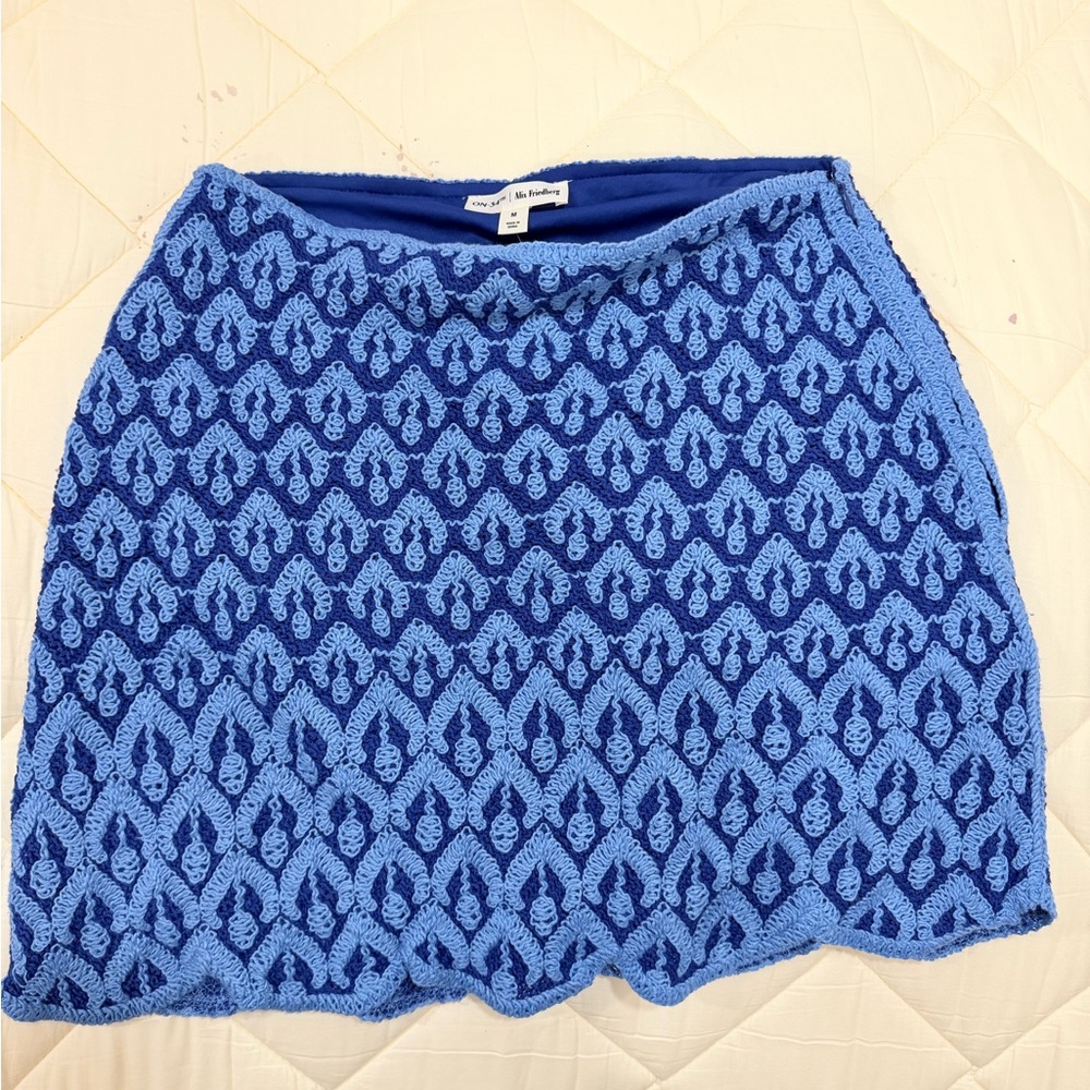 On 34th x Alix Friedberg Blue Lace 2-Piece Set NWT Scalloped Hem Top L Skirt M - Picture 4 of 12